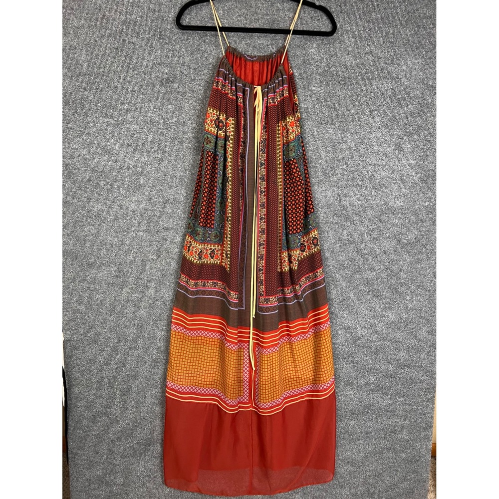 Clover Canyon Maxi Dress Womens Medium Red Excellent SILK Boho Halter